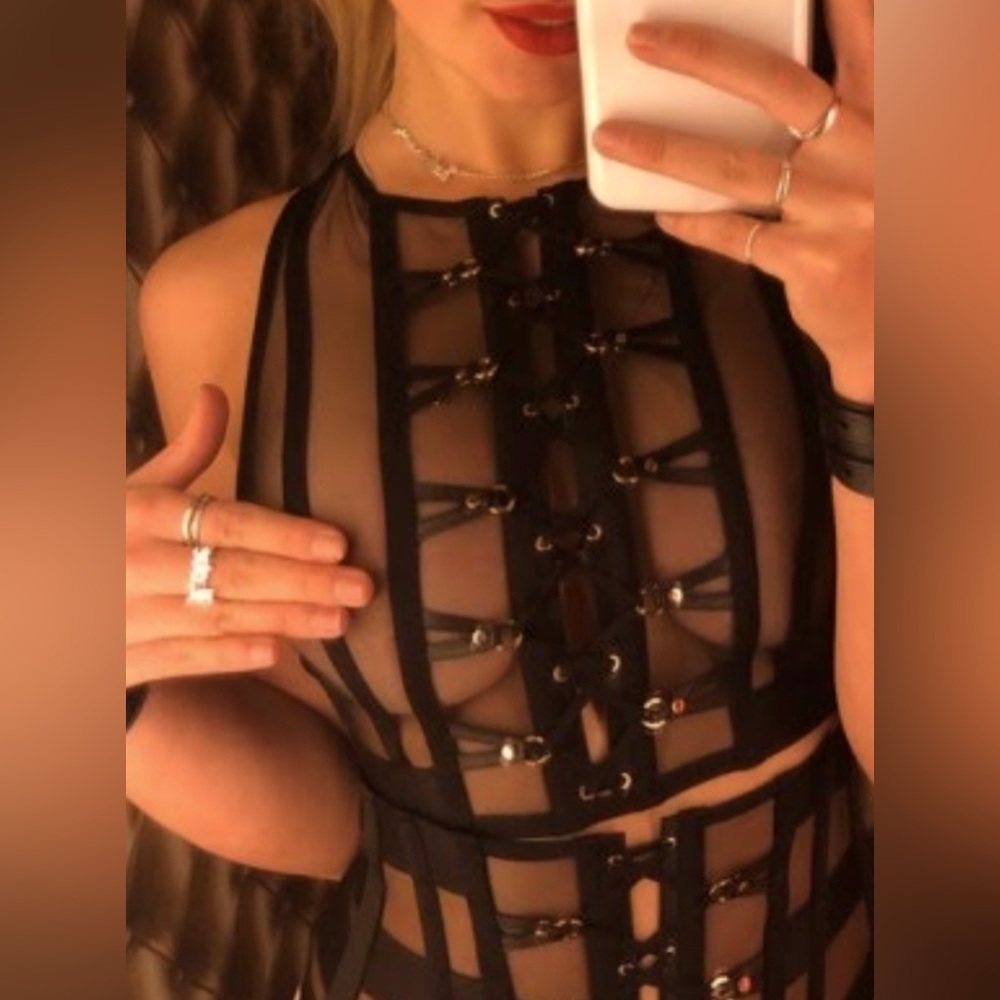 Honey Birdette Alina black bra and corset set:both size medium.